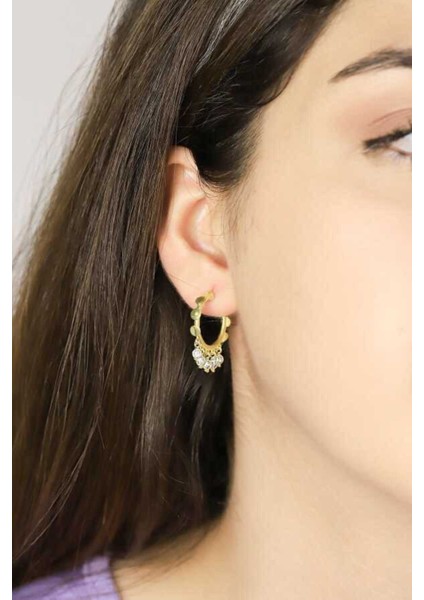 Beyaz Taşlı Shakira Küpe - 925 Ayar Gümüş Üzeri Altın Kaplama fiyatları