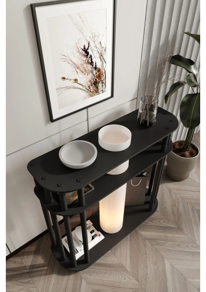 Cruise Dresuar Dekoratif Raflı Lambader Siyah modelleri