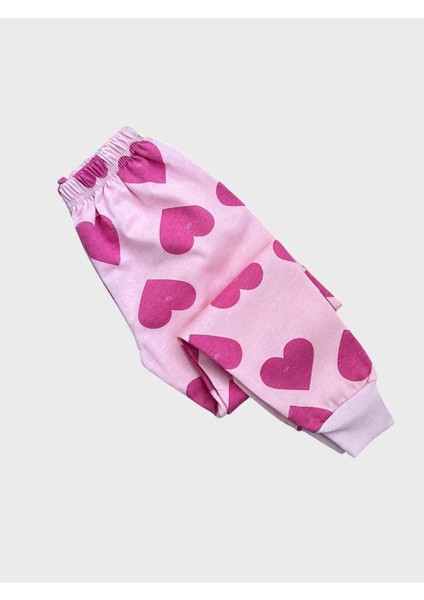 Kız Çocuk Pamuklu Pembe Kalp Desenli Uzun Kollu Mevsimlik Pijama Takımı indirimleri