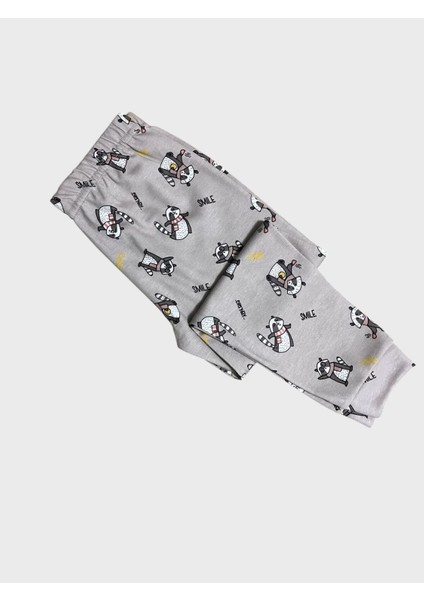 Kız Çocuk %100 Pamuklu Vizon Renk Rakun Desenli Uzun Kollu Kışlık Pijama Takımı fırsatları