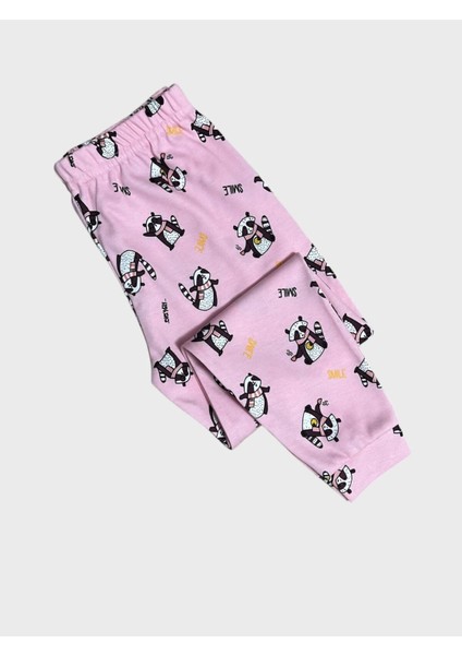 Kız Çocuk %100 Pamuklu Pembe Rakun Desenli Uzun Kollu Kışlık Pijama Takımı fiyatları