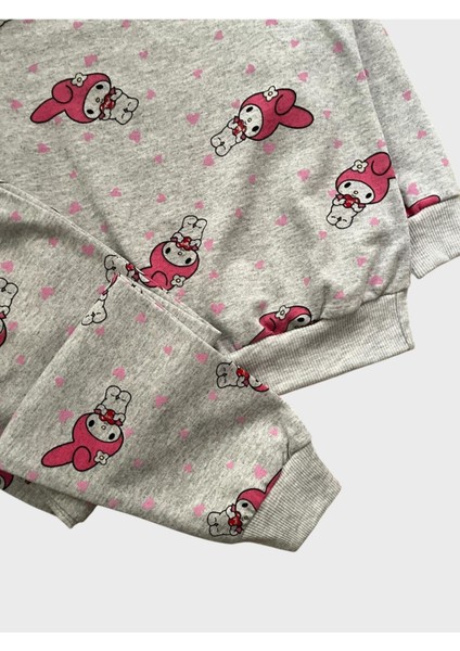 Kız Çocuk Pamuklu Gri Pembe My Melody Karakter Desenli Uzun Kollu Mevsimlik Pijama Takımı fiyatları