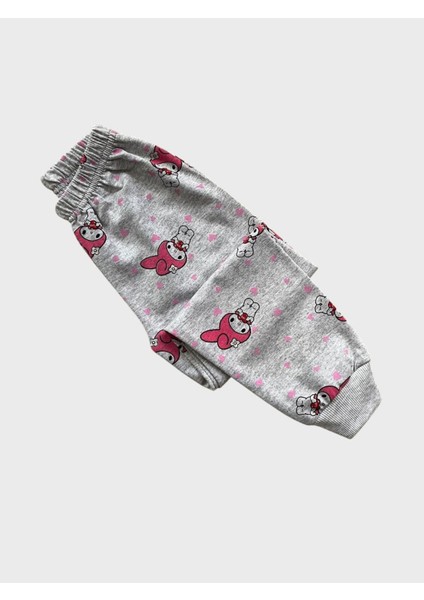 Kız Çocuk Pamuklu Gri Pembe My Melody Karakter Desenli Uzun Kollu Mevsimlik Pijama Takımı fırsatları
