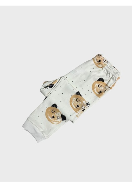Kız Çocuk %100 Pamuklu Beyaz Ayıcık Desenli Uzun Kollu Kışlık Pijama Takımı indirimleri