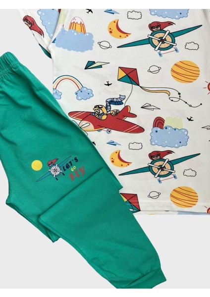 Kız Çocuk %100 Pamuklu Uçurtma Uçak Kız Desenli Kısa Kollu Yazlık Pijama Takımı fiyatları