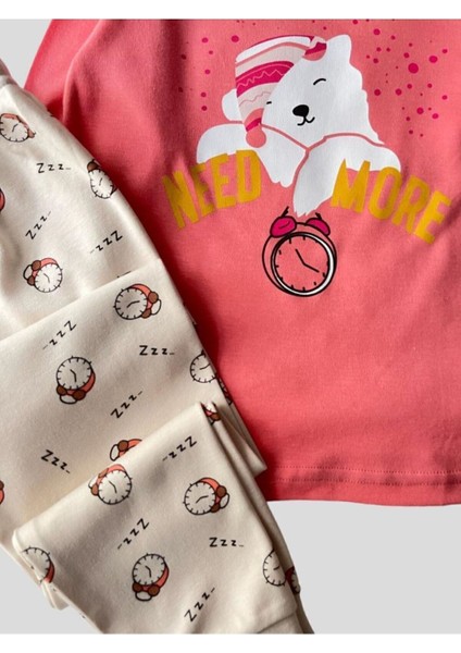 Kız Çocuk %100 Pamuklu Saat Desenli Pijama Takımı fiyatları
