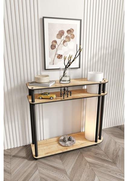 Caprio Dresuar Dekoratif Raflı Lambader Meşe