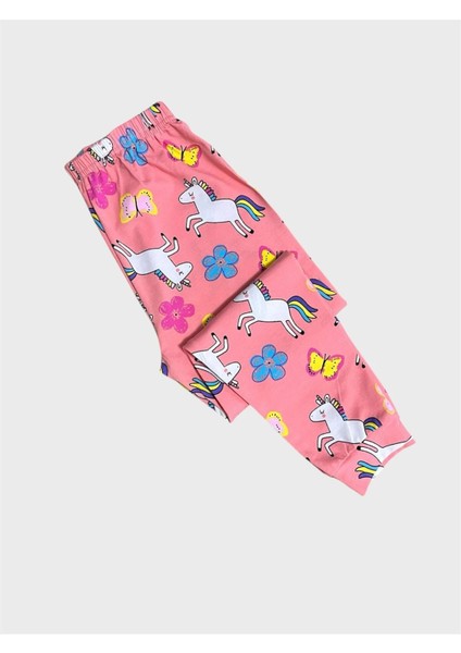 Kız Çocuk %100 Pamuklu Yavruağzı Unıcorn Kelebek Desenli Kısa Kollu Altı Uzun Yazlık Pijama Takımı modelleri