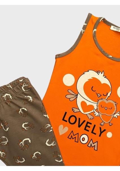 Kız Çocuk %100 Pamuklu Turuncu Civciv Desenli Askılı Kaprili Yazlık Pijama Takımı modelleri