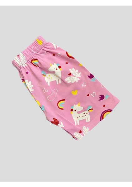 Kız Çocuk %100 Pamuklu Unıcorn Kelebek Gökkuşağı Desenli Kısa Kollu Şortlu Yazlık Pijama Takımı fırsatları