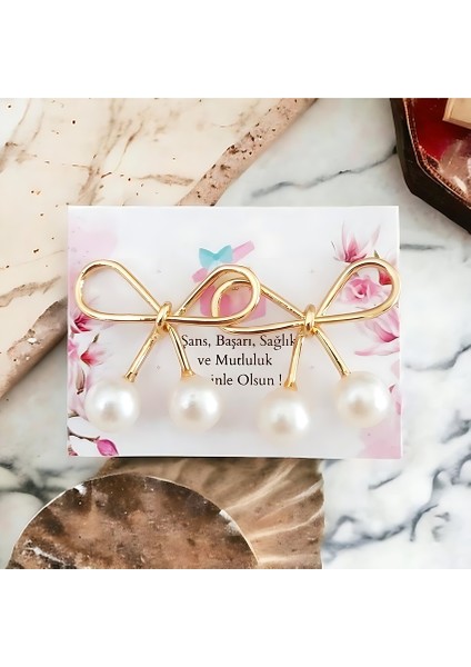 Incili Fiyonk Küpe - Kararmaz Altın Kaplama