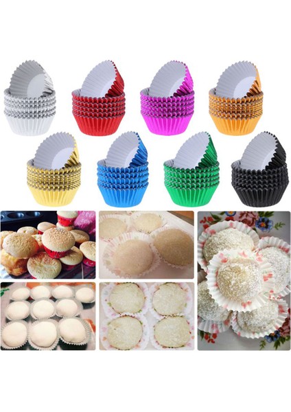 Metalik Folyo Cupcake Kalıbı Muffin Pet Kapsül No:3 (150 Adet) Karışık Renk