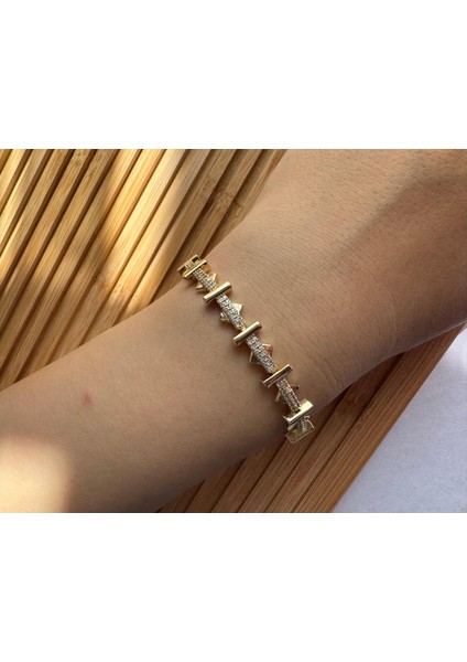 Trend Model Taşlı Çelik Gold Bileklik fiyatları