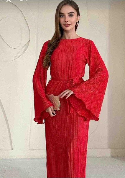 Ispanyol Kol Pliseli Elbise