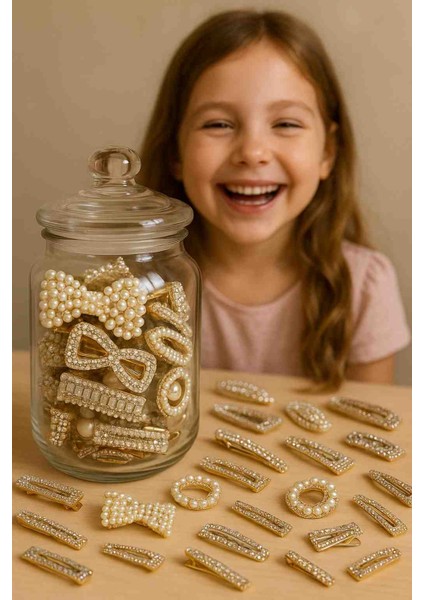 Kız Çocuk Incili Sürpriz Toka Kavanozu