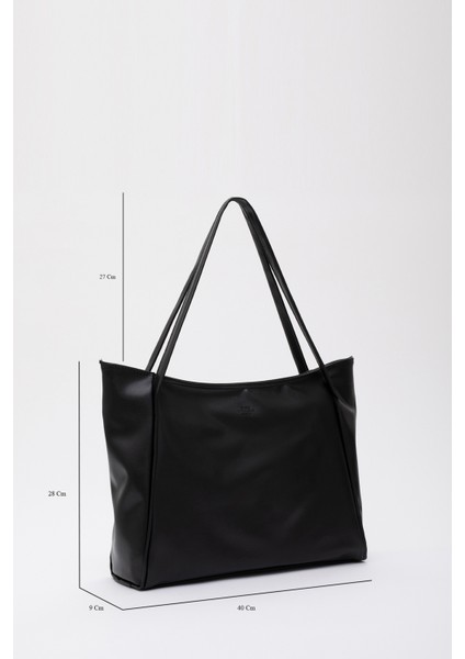 Siyah SHK90 Suni Deri Iç Bölmeli Fermuarlı El, Kol ve Omuz Shopper Çanta fiyatları