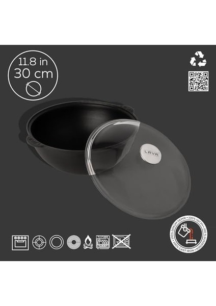 Döküm Yuvarlak Kazan Cam Kapaklı Tencere, Çap 30 Cm, Lv Y Kz 30 K3 fiyatları