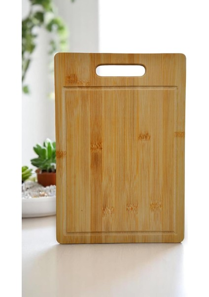 Golden Bambu Serisi 32X22 cm Oluklu Antibakteriel Yıkanabilir Bambu Doğrama Tahtası