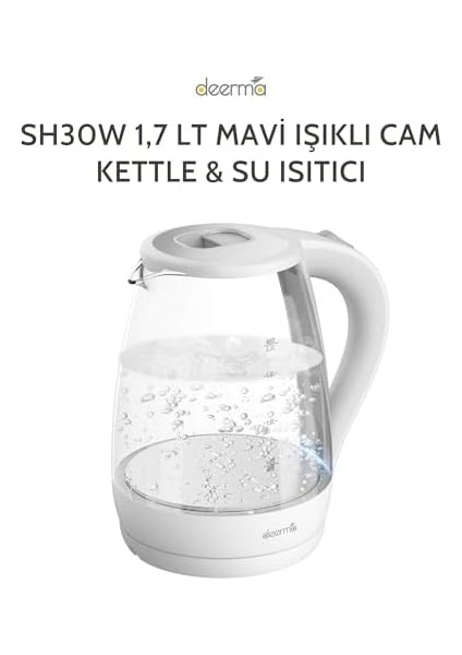 SH30W 1,7lt Mavi Işıklı Cam Kettle & Su Isıtıcı fiyatları