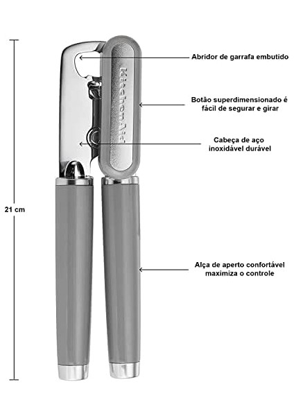 Klasik Çok Fonksiyonlu Konserve Açacağı/şişe Açacağı, 21 Cm, Gri modelleri