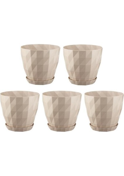 So-Krt1 Dekoratif Kristal Saksı Takımı 0.6 Lt Kirli Beyaz 5 Adet