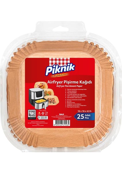 Airfryer Pişirme Kağidi Kare 25LI