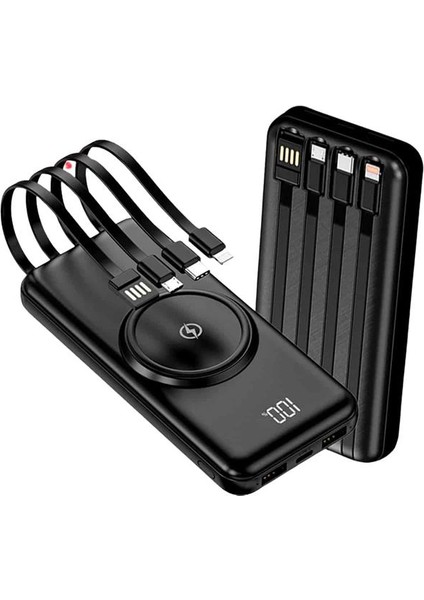 Kablosuz Çoklu Şarj Girişli 10.000 Mah Kablolu Powerbank Taşınabilir fırsatları