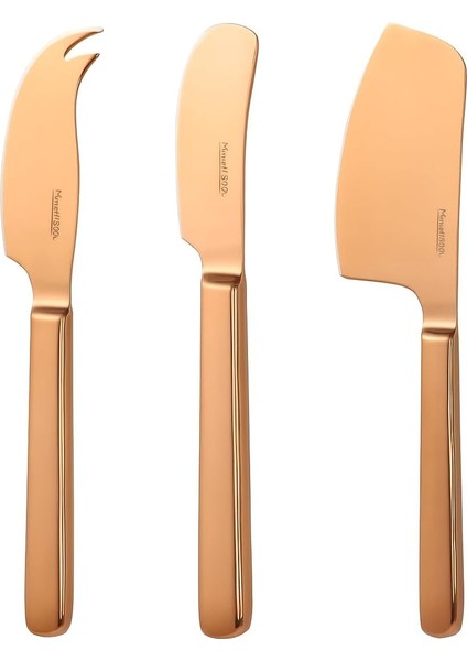 Mauviel 3 Parça Peynir Bıçak Seti - Paslanmaz Çelik - Özel Tasarım Sap - Sert, Yumuşak ve Ezine Peynirler Için Uygun