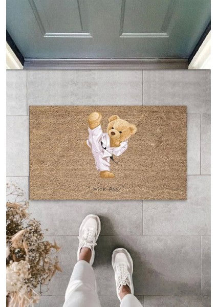 Bej Kapı Önü Paspası Kick Aass Ayıcık Desen K-3317