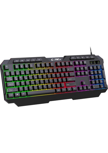 Rainbow Işıklandırmalı 104+10 Multimedya Tuşlu Full Set Dizilim Membran Gaming Oyuncu Klavyesi fiyatları