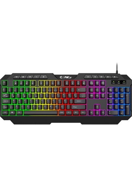 Rainbow Işıklandırmalı 104+10 Multimedya Tuşlu Full Set Dizilim Membran Gaming Oyuncu Klavyesi modelleri