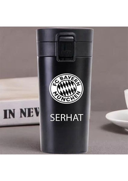 Kişiye Özel Paslanmaz Çelik 380 ml Vakumlu Takım Baskılı Termos - Isı Yalıtımlı, Sızdırmaz Kapak