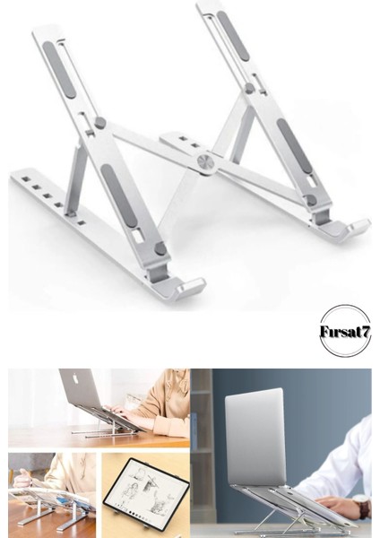 Katlanabilir Alüminyum Metal Laptop Standı Macbook Notebook Uyumlu Taşınabilir Bilgisayar Standı