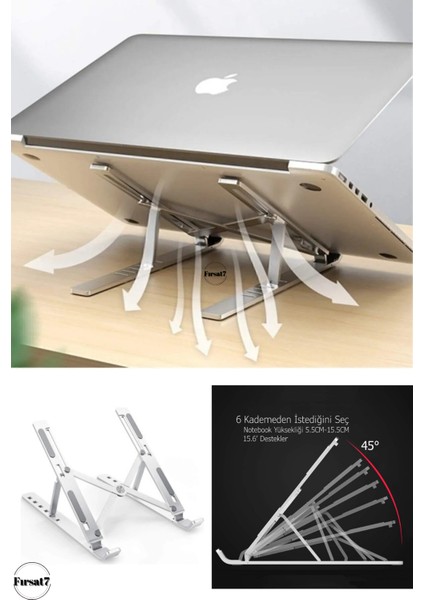 Katlanabilir Alüminyum Metal Laptop Standı Macbook Notebook Uyumlu Taşınabilir Bilgisayar Standı fırsatları