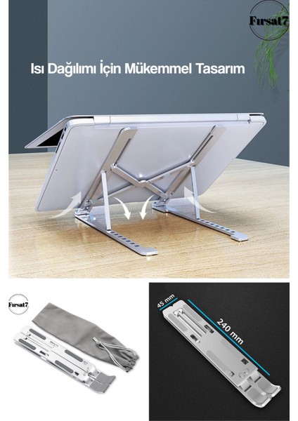 Katlanabilir Alüminyum Metal Laptop Standı Macbook Notebook Uyumlu Taşınabilir Bilgisayar Standı indirimleri