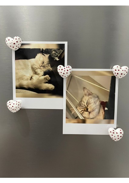 Magnet Seti 5'li El Yapımı Puantiyeli Kalp | Polaroid Fotoğraf Tutucu | Buzdolabı Mıknatısı fırsatları