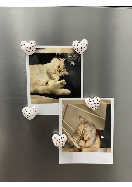 Magnet Seti 5'li El Yapımı Puantiyeli Kalp | Polaroid Fotoğraf Tutucu | Buzdolabı Mıknatısı indirimleri