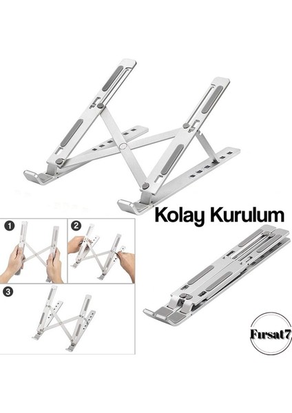 Katlanabilir Alüminyum Metal Laptop Standı Macbook Notebook Uyumlu Taşınabilir Bilgisayar Standı