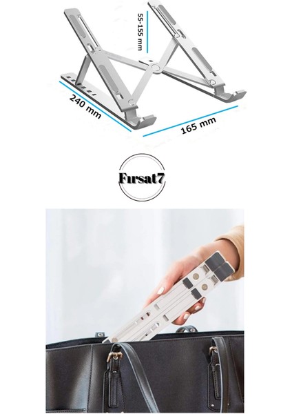 Katlanabilir Alüminyum Metal Laptop Standı Macbook Notebook Uyumlu Taşınabilir Bilgisayar Standı