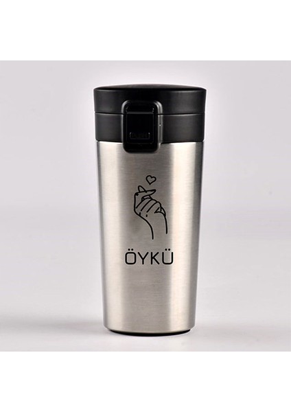 Kişiye Özel Paslanmaz Çelik 380 ml Vakumlu El Kalp Baskılı Termos - Isı Yalıtımlı, Sızdırmaz Kapak modelleri