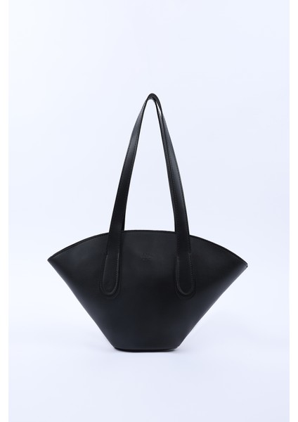 Siyah SHK124 Suni Deri, Astarlı, Fermuarlı,tek Bölmeli El, Kol ve Omuz Çantası