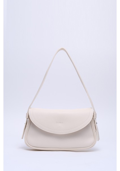 Krem Shk150 Suni Deri Astarlı Çıtçıtlı Ayarlanabilir Askılı El, Kol ve Omuz Çantası