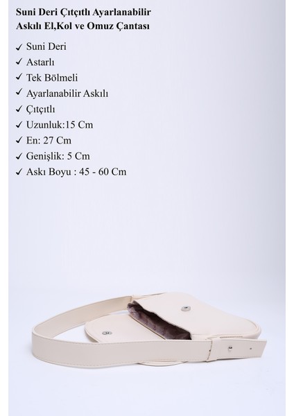 Krem Shk150 Suni Deri Astarlı Çıtçıtlı Ayarlanabilir Askılı El, Kol ve Omuz Çantası modelleri