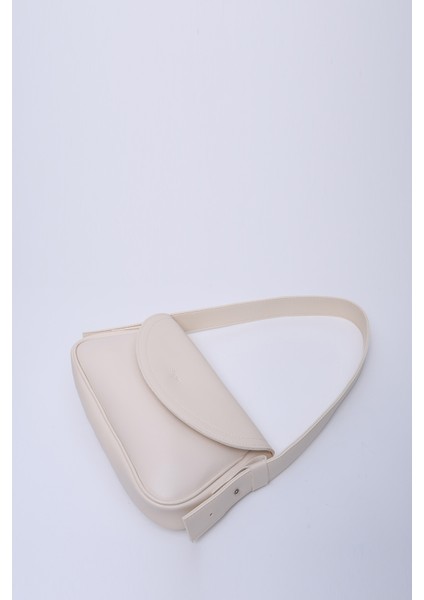 Krem Shk150 Suni Deri Astarlı Çıtçıtlı Ayarlanabilir Askılı El, Kol ve Omuz Çantası