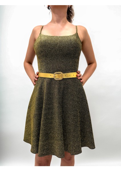 Simli Askılı Kemerli Mini Elbise fırsatları