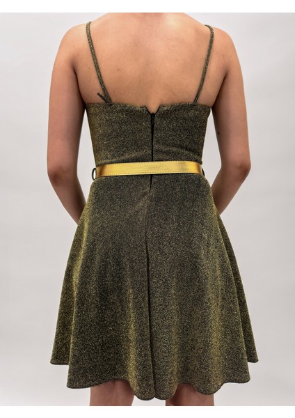 Simli Askılı Kemerli Mini Elbise indirimleri