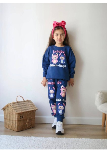 Labubu Desenli Lacivert Renkli Eşofman Alt-Üst Takım fırsatları