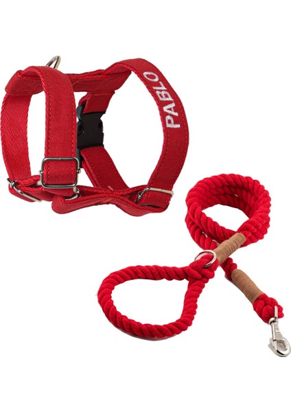 Güvenlik Amaçlı Numaralı Isimli Köpek Göğüs Tasması ve Köpek Gezdirme Halatı (2'li Köpek Tasma Seti)