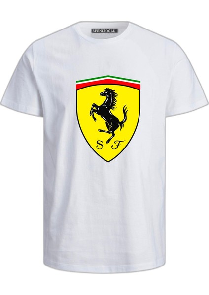 Sarı Zemin At Logolu Pamuklu Tshirt