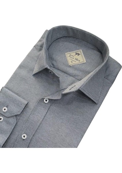 Linen Keten Klasik %100 Cotton Uzun Kollu Terletmeyen Tek Cepli Kapaklı Gri Gömlek (Regular Kalıp) fiyatları